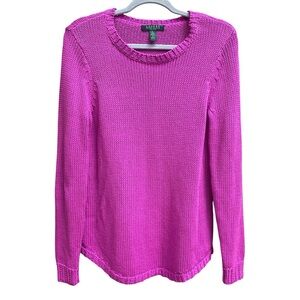 Lauren Ralph Lauren Magenta Sweater Womens Size Large Petite LP Long Sleeve Knit